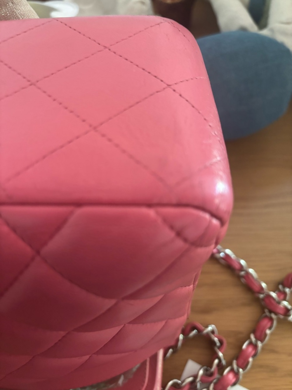 CHANEL Jumbo Pink Quilted Lambskin Shoulder Flap Bag with Silver Hardware - Picture 15 of 17